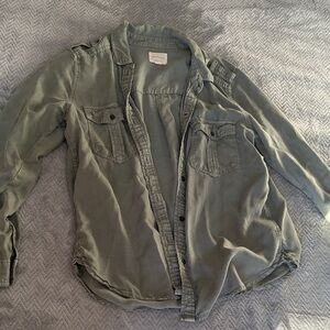 American Eagle Outfitters Olive Button-Up Shirt